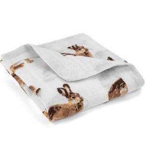 NWT Milkbarn Bunny Mini Lovey Two-Layer Muslin Blanket in Bunny Print 🐰